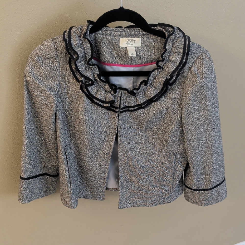 LOFT Heathered Gray Cropped Jacket